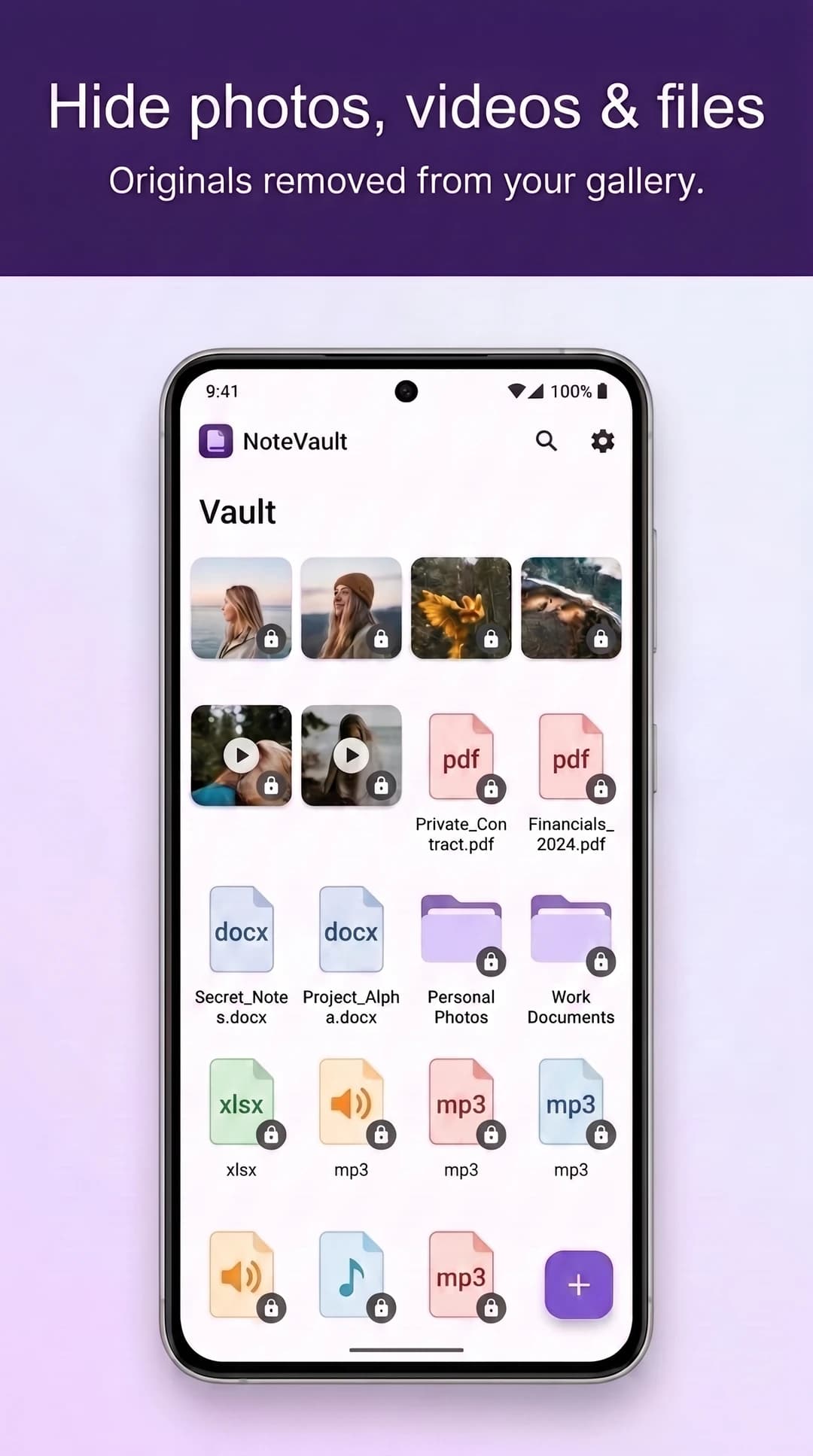 A vault holding hidden photos, videos and files